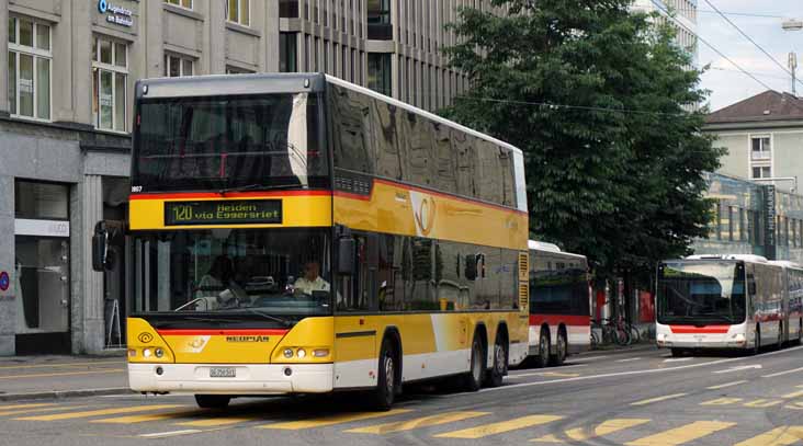 Post Auto Neoplan Centroliner N4426-3 3807, St Gallen 182 & St Gallen MAN 287